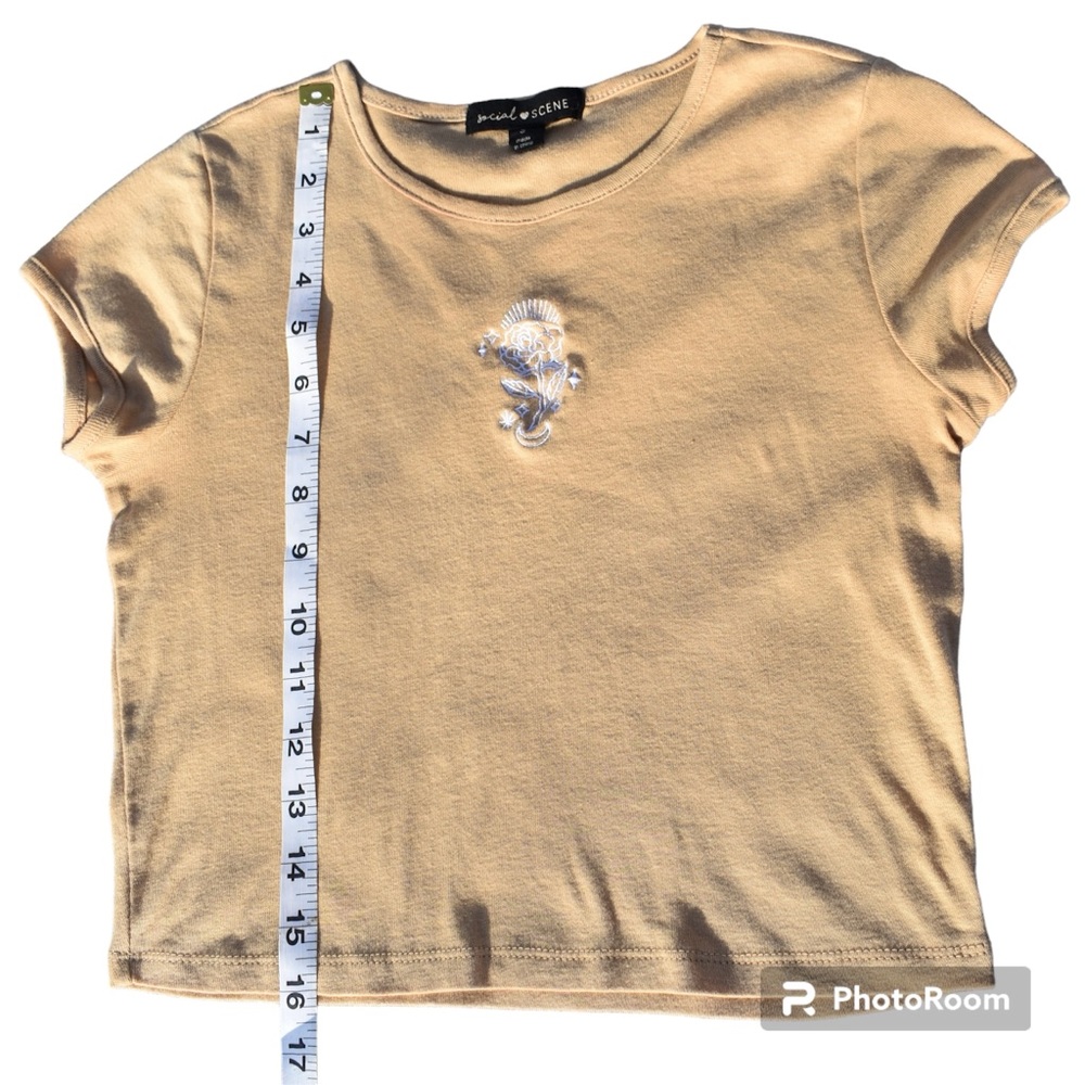 Rose Embroidered Baby Tee/Crop Top Size Small